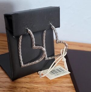 John Hardy Sterling Silver Classic Chain Manah Textured Heart Hoop Earrings